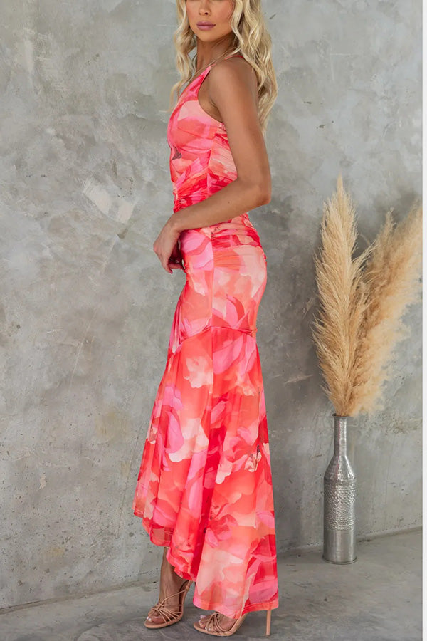 Joline - Modieuze maxi bloem print dames jurk