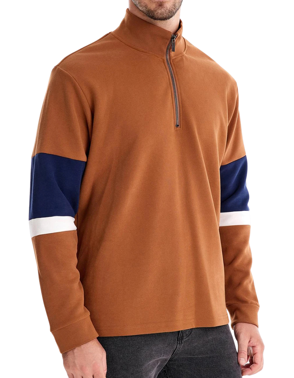 Rodry - Casual herensweater met kwart rits en opstaande kraag