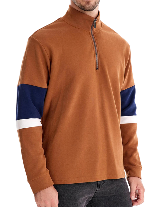 Rodry - Casual herensweater met kwart rits en opstaande kraag