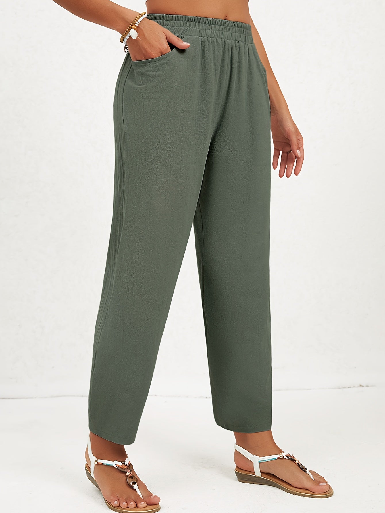 Jasmin - Casual effen straight leg dames broek met hoge taille