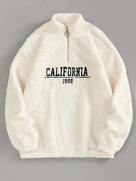 Autumn - Casual fluffy California quarter zip dames trui met ronde hals