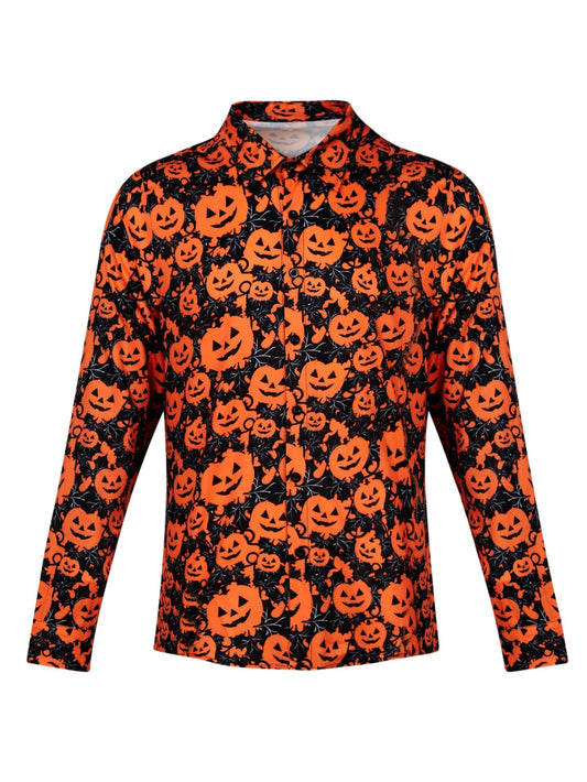 Jack - Trendy Halloween print heren overhemd met kraag en knoopsluiting