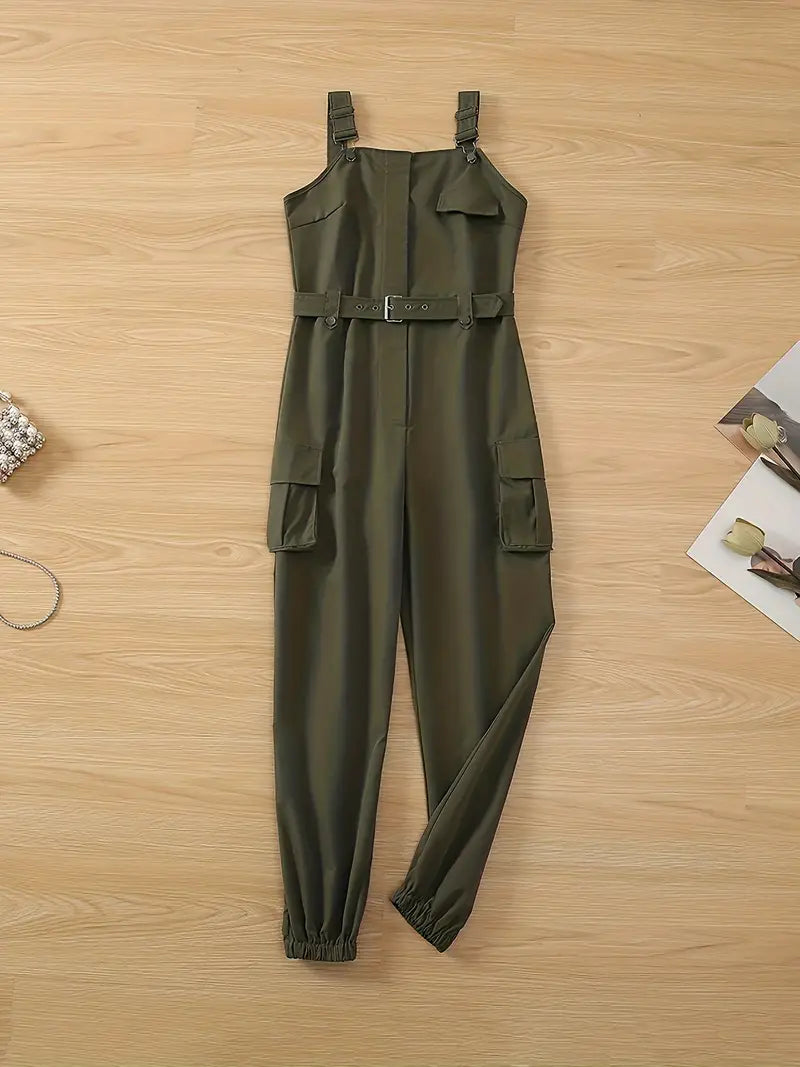 Hailey - Stijlvolle cargo dames overall jumpsuit met ceintuur