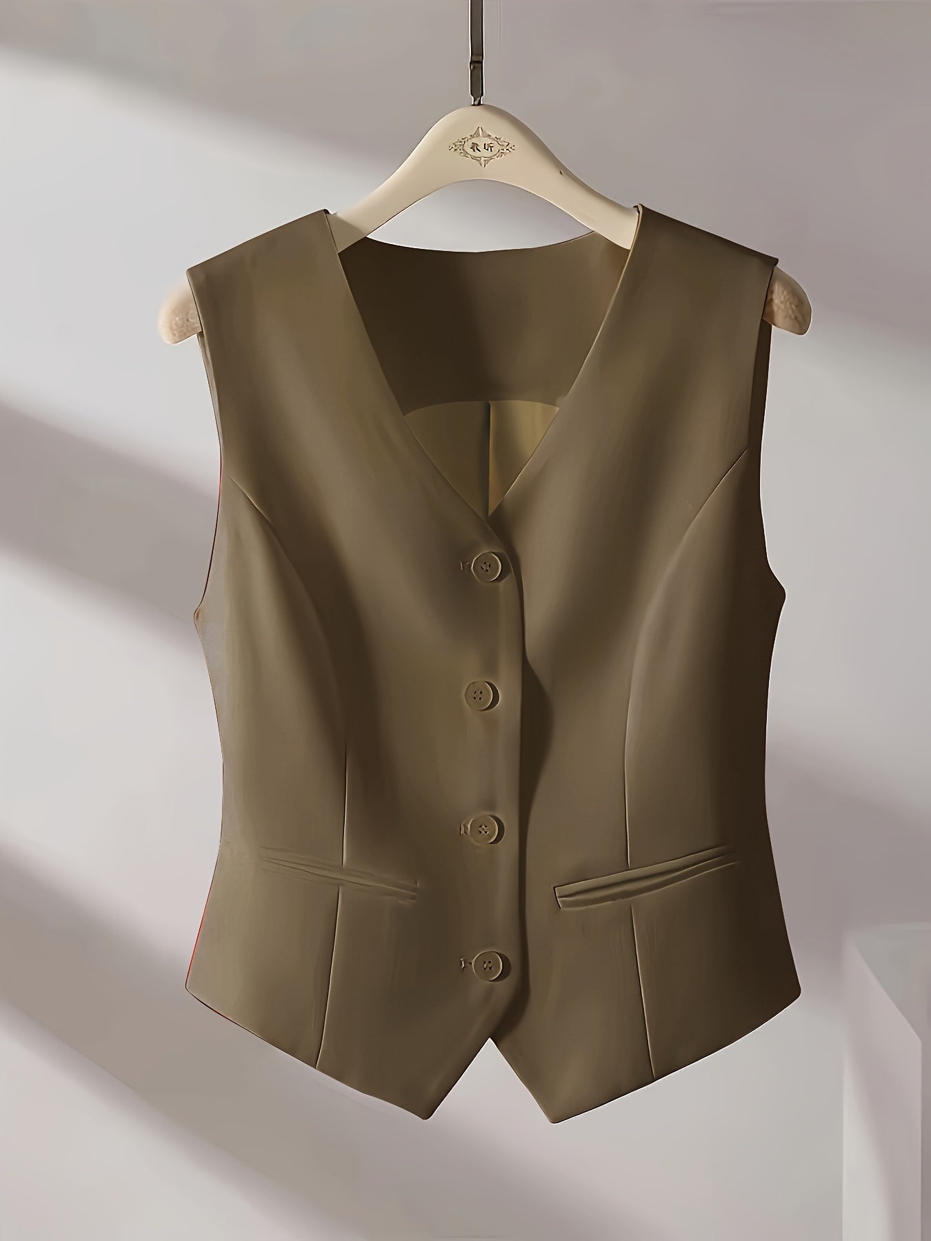 Paloma - Casual effen dames gilet met v-hals en knoopsluiting