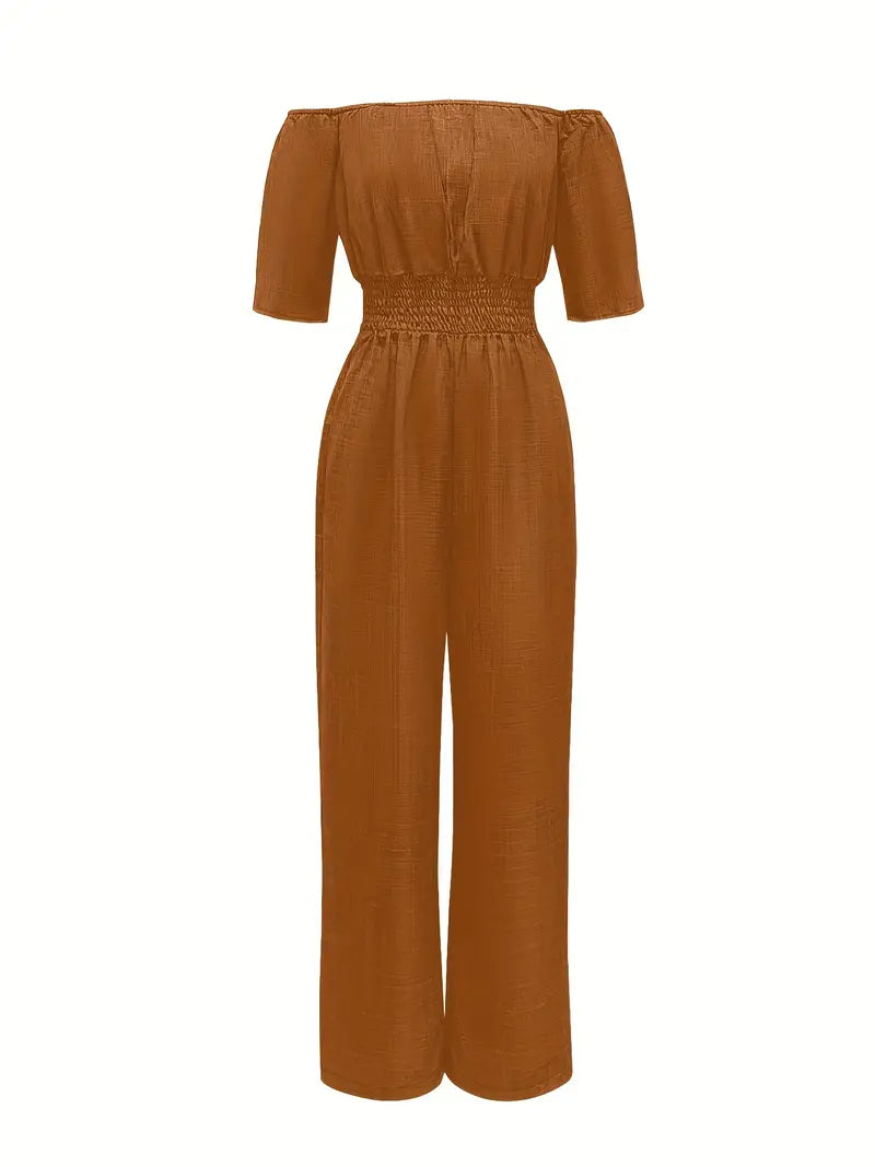 Thessaly - Stijlvolle off-shoulder straight leg dames jumpsuit