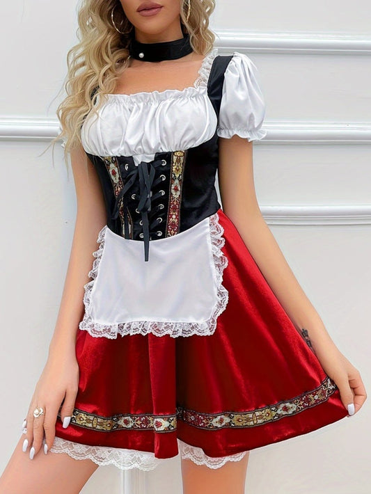 Sascha - Elegante Oktoberfest dirndl dames jurk met vierkante hals