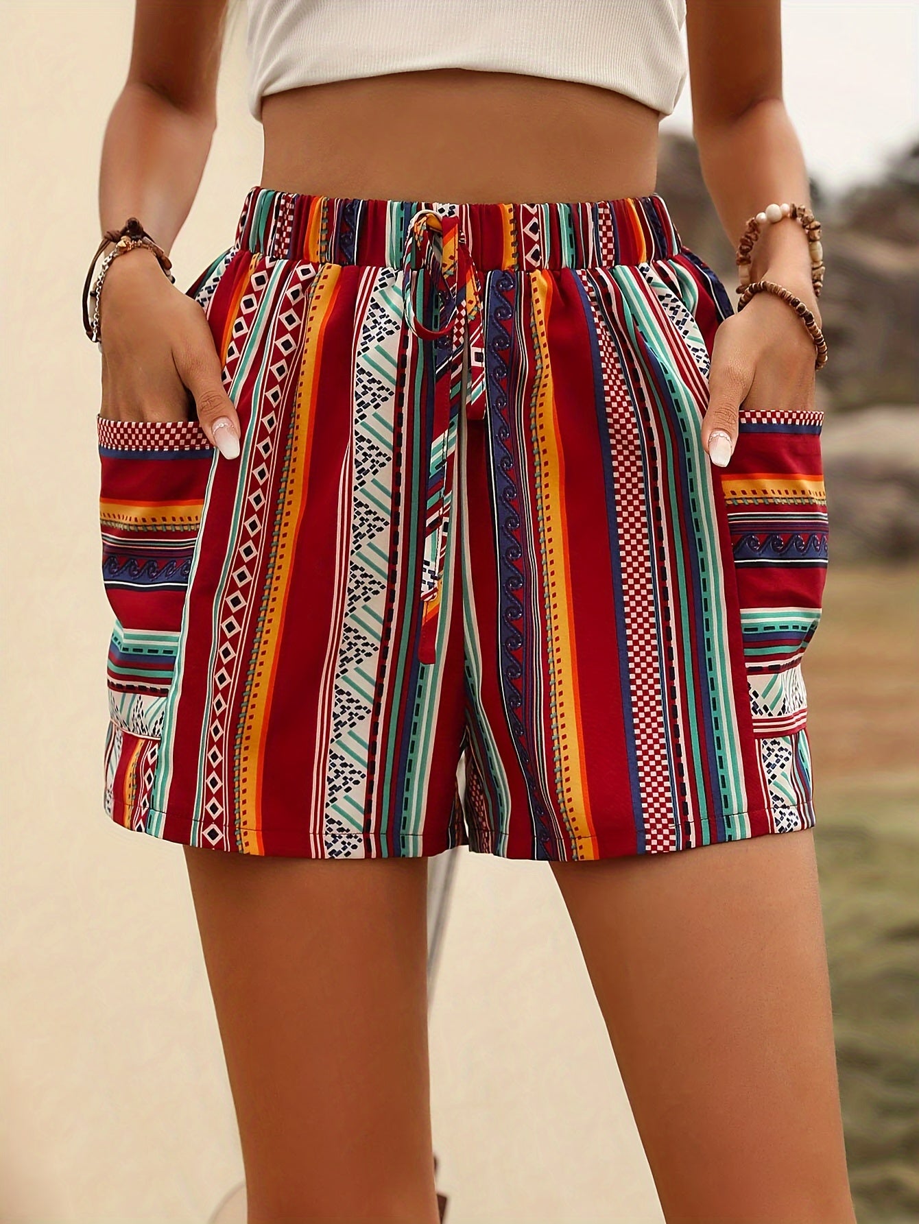 Bree - Modieuze tribal dames short met koord en zakken