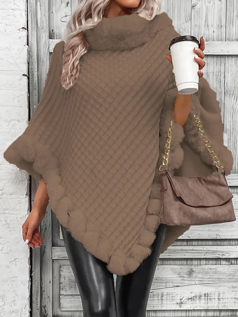 Aya - Elegante gebreide dames poncho trui met lange mouwen