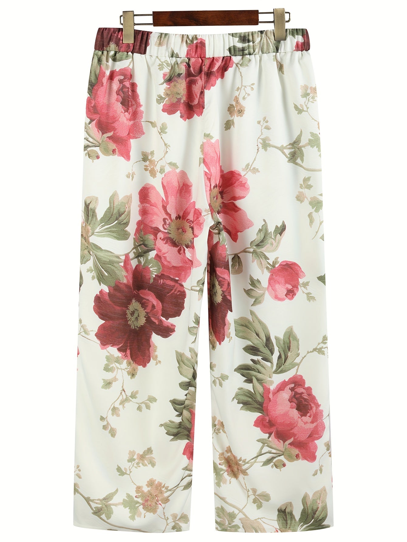 Casual dames broek met bloemenprint2