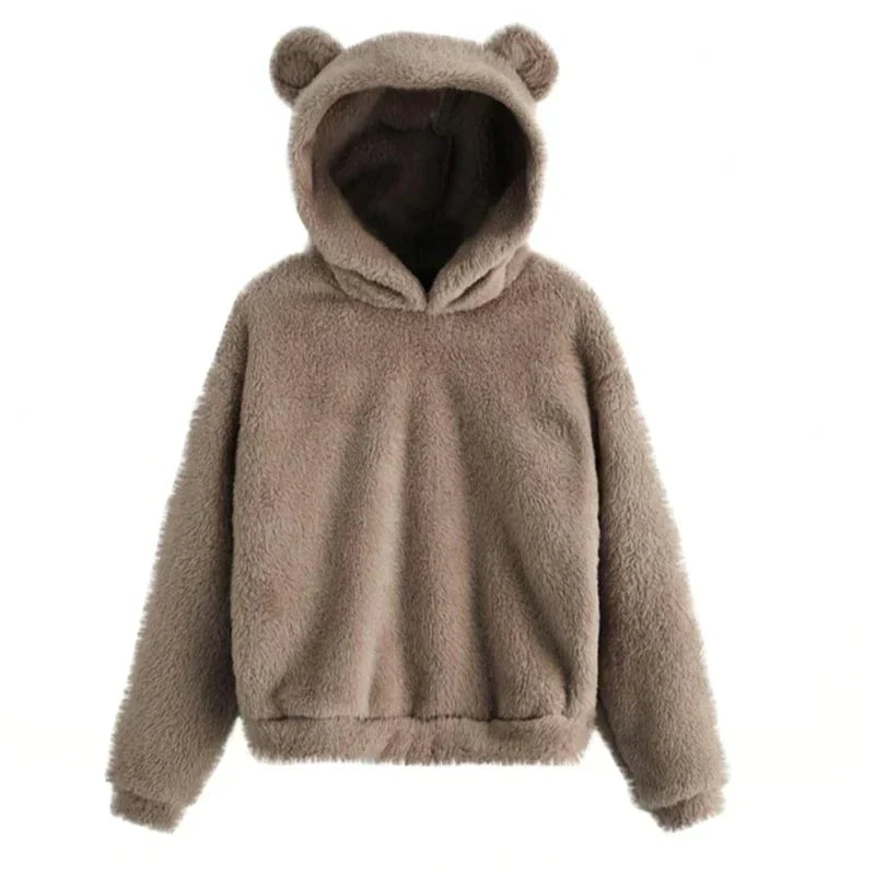 Comfy teddy hoodie voor dames bruin