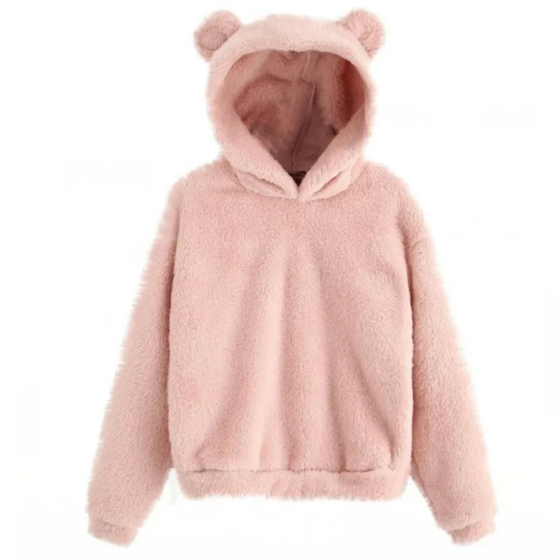 Comfy teddy hoodie voor dames roze