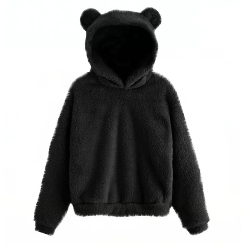 Comfy teddy hoodie voor dames zwart