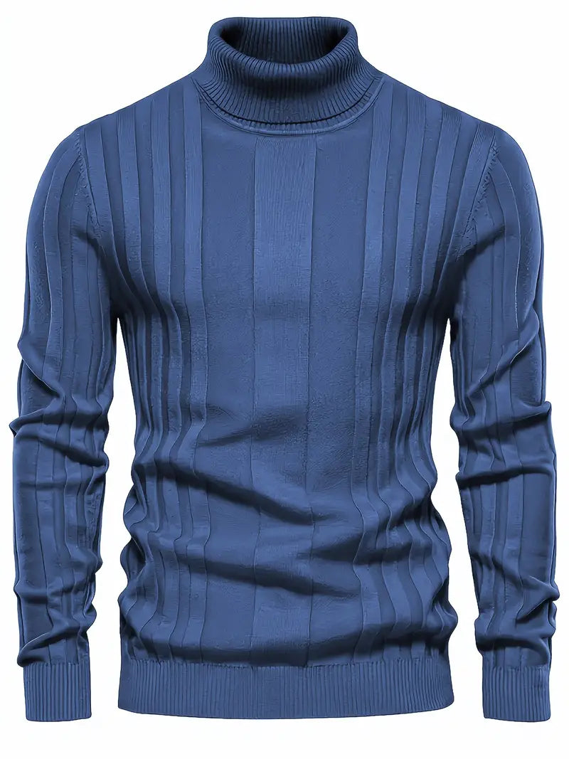 Felesty Casual warme gebreide heren coltrui blauw