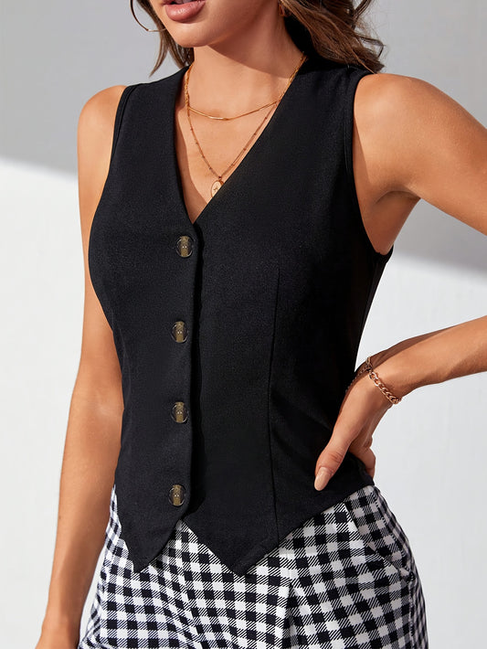 Felesty Casual zwarte dames gilet met knoopsluiting