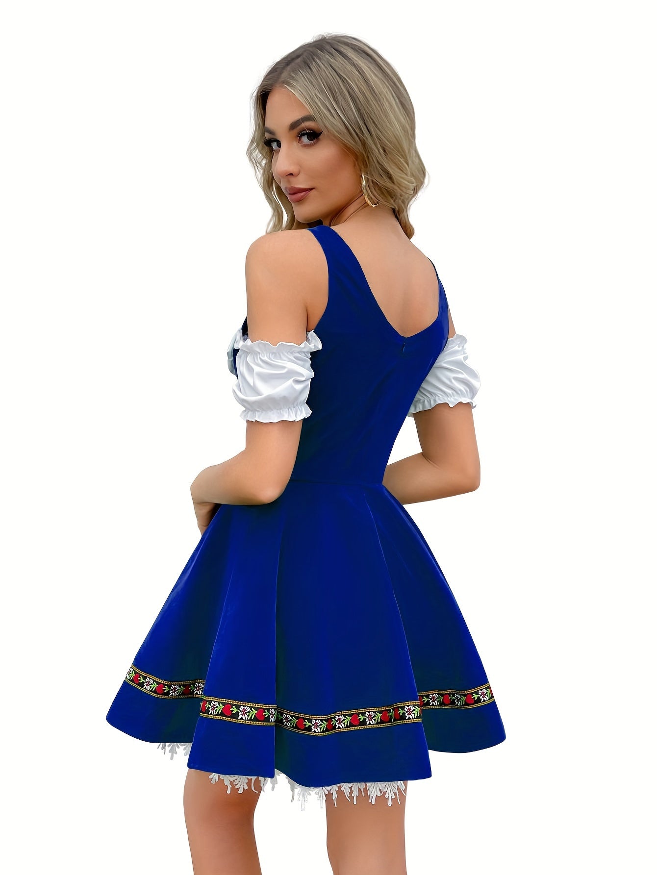 Felesty Elegante blauwe Oktoberfest dirndl dames jurk