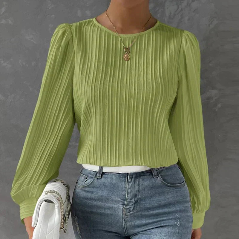 Felesty Elegante comfy geplooide dames blouse groen