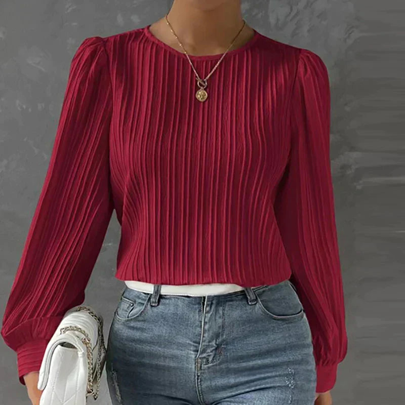 Felesty Elegante comfy geplooide dames blouse rood