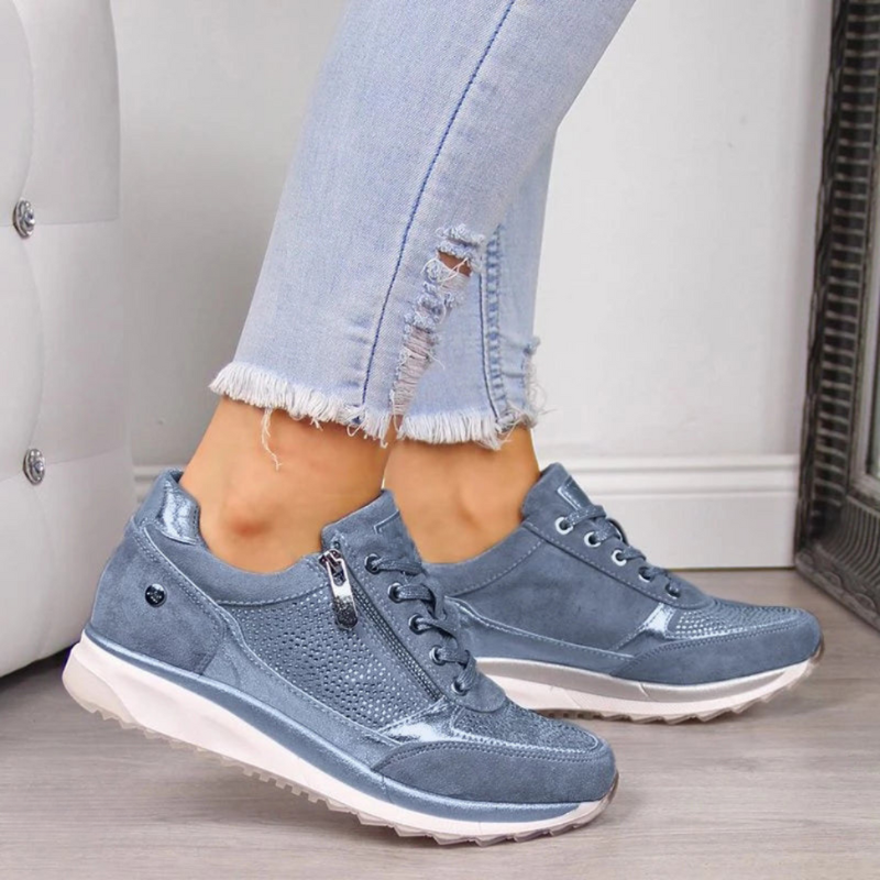 Felesty Ergonomische dames sneakers met ritssluiting blauw