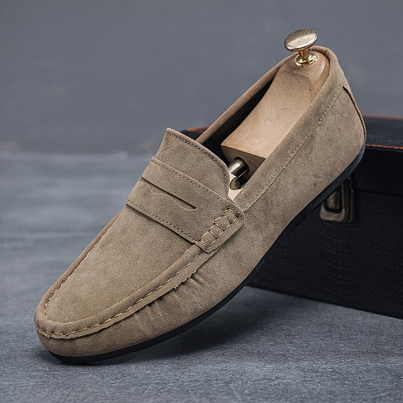 Felesty Stijlvolle suede heren instappers penny loafers1