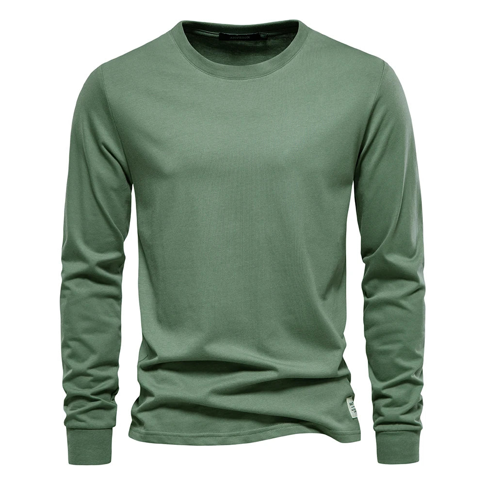 Finny - Casual katoenen lange mouw heren t-shirt met ronde hals