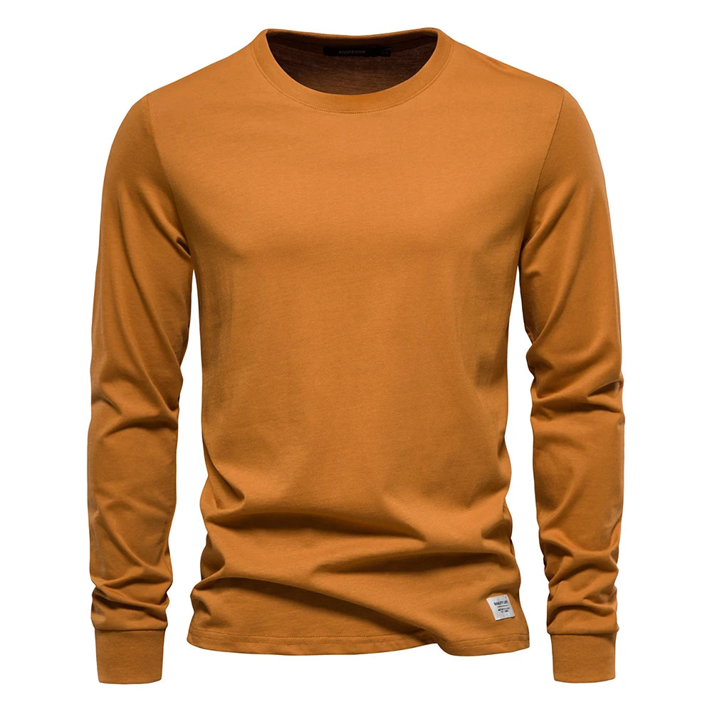 Finny - Casual katoenen lange mouw heren t-shirt met ronde hals