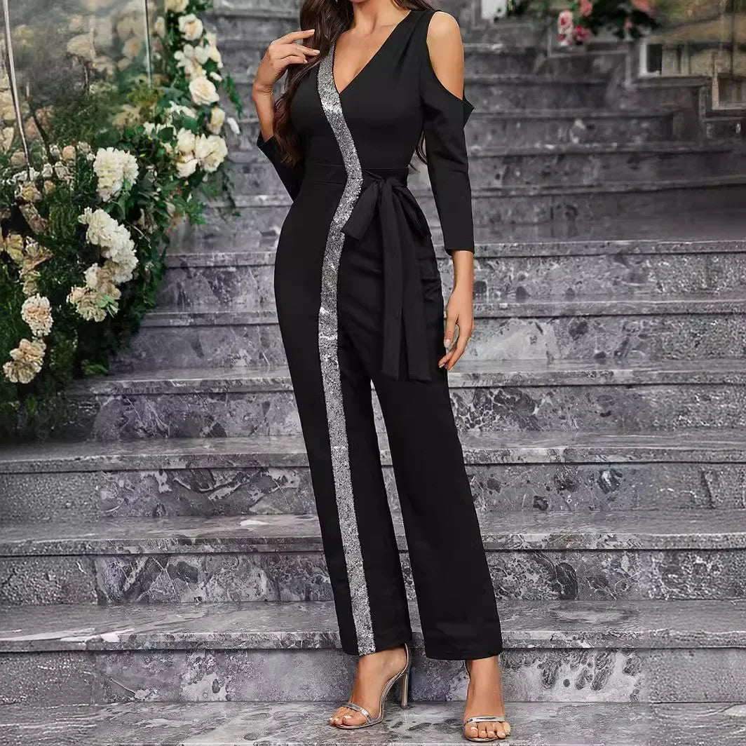 Liva - Elegante lange mouw dames off-shoulder jumpsuit