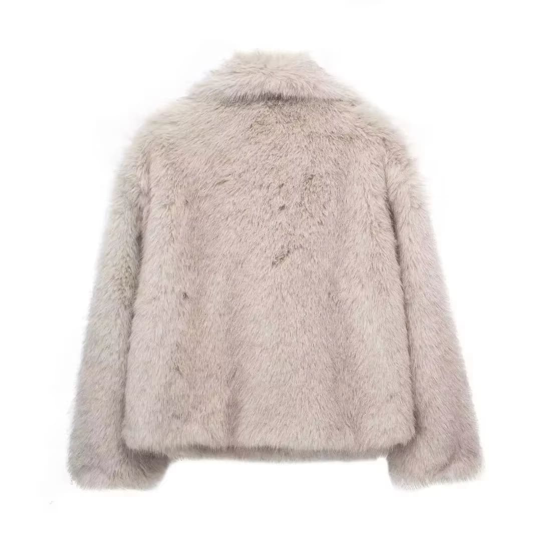 Louise - Trendy faux fur dames winterjas met kraag