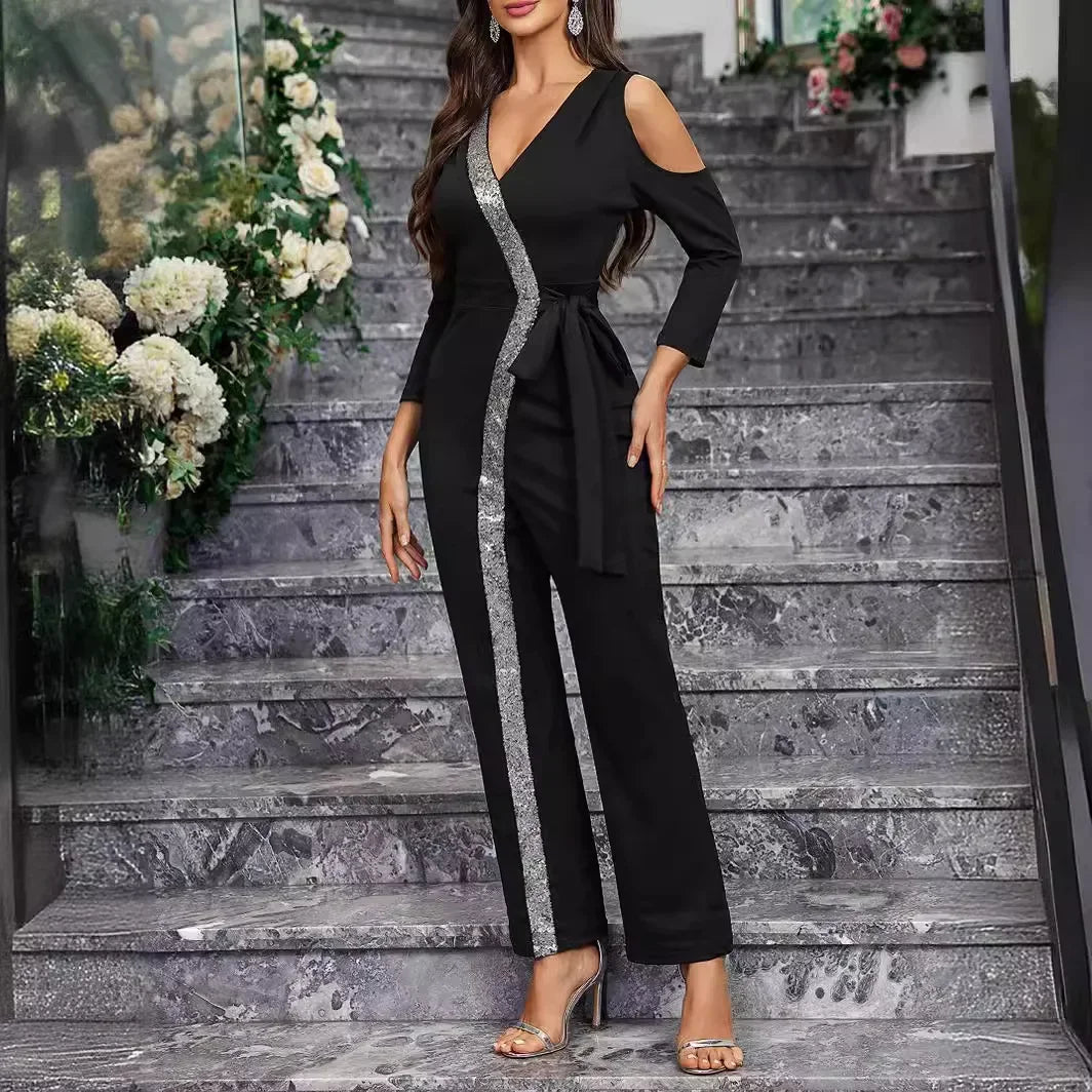 Liva - Elegante lange mouw dames off-shoulder jumpsuit