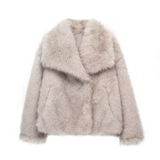 Louise - Trendy faux fur dames winterjas met kraag