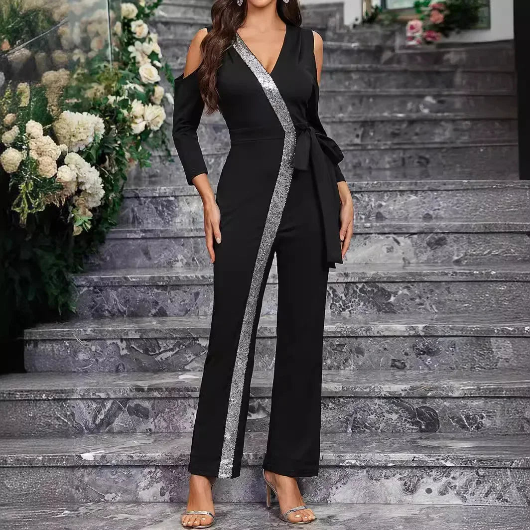 Liva - Elegante lange mouw dames off-shoulder jumpsuit