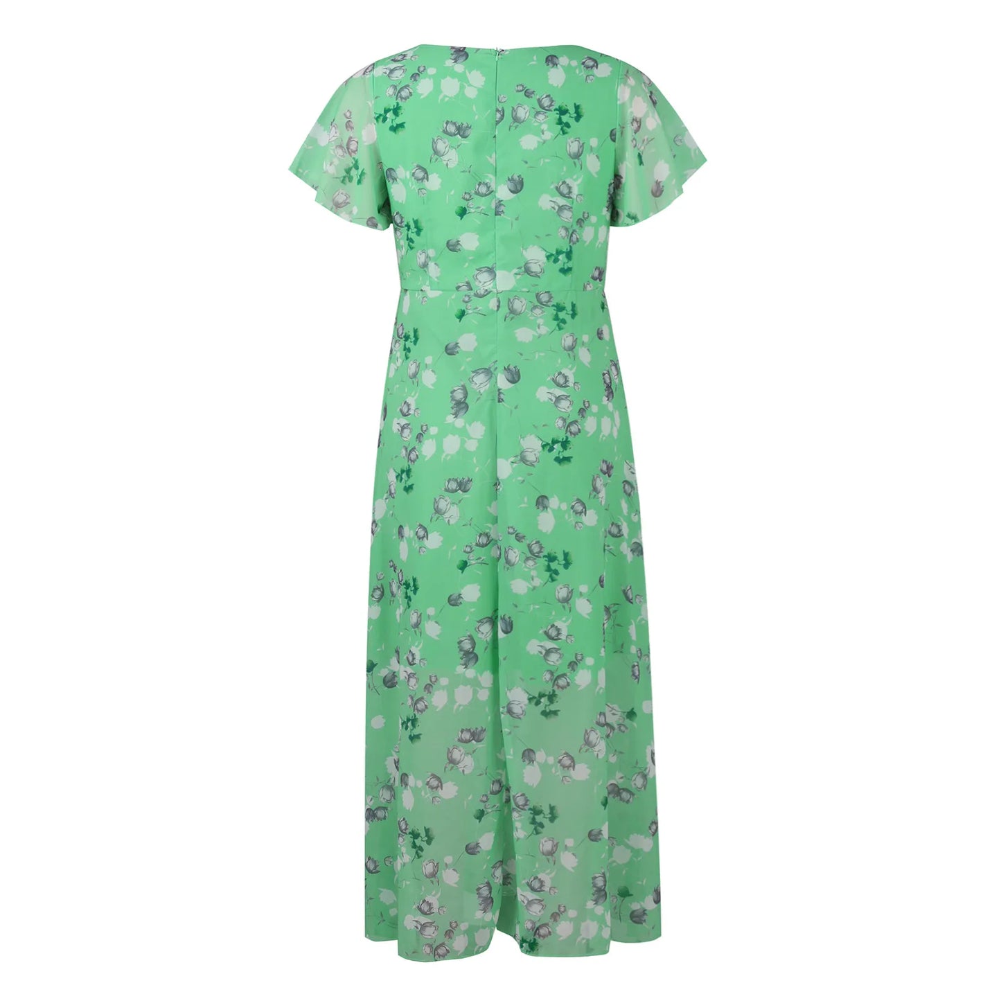 Sheila - Trendy maxi bloemen print dames jurk met korte mouwen