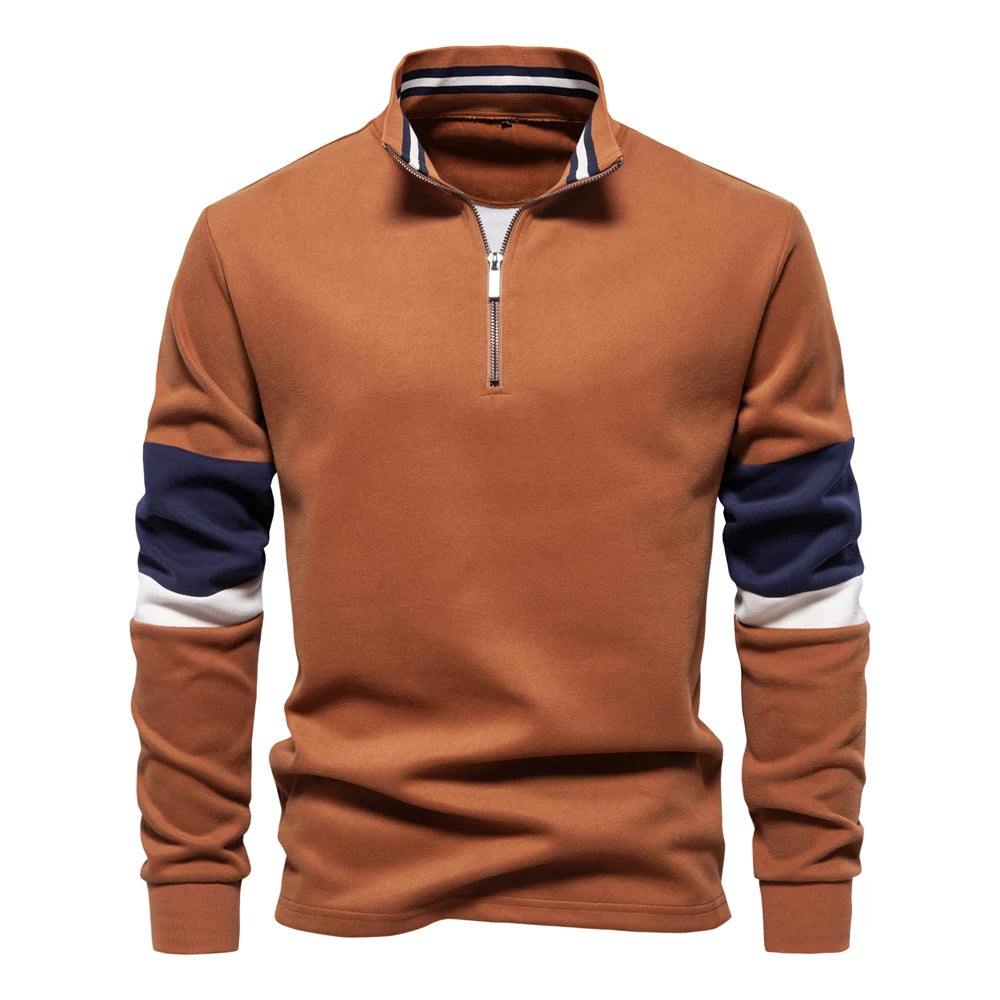 Rodry - Casual herensweater met kwart rits en opstaande kraag