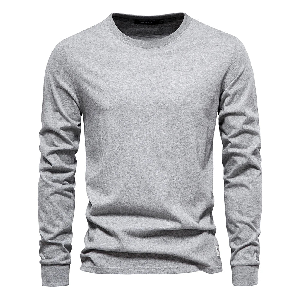 Finny - Casual katoenen lange mouw heren t-shirt met ronde hals