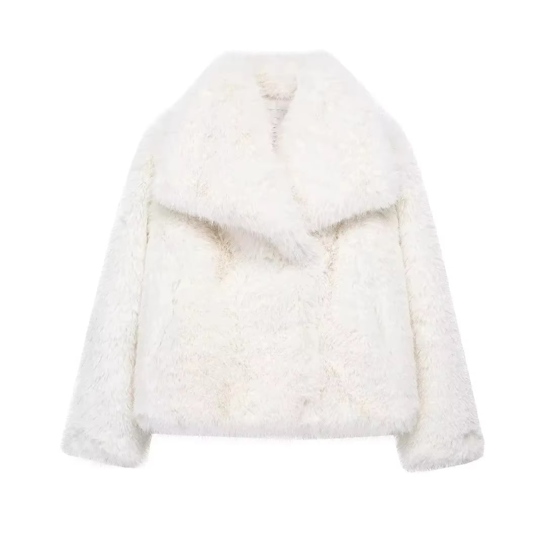 Louise - Trendy faux fur dames winterjas met kraag