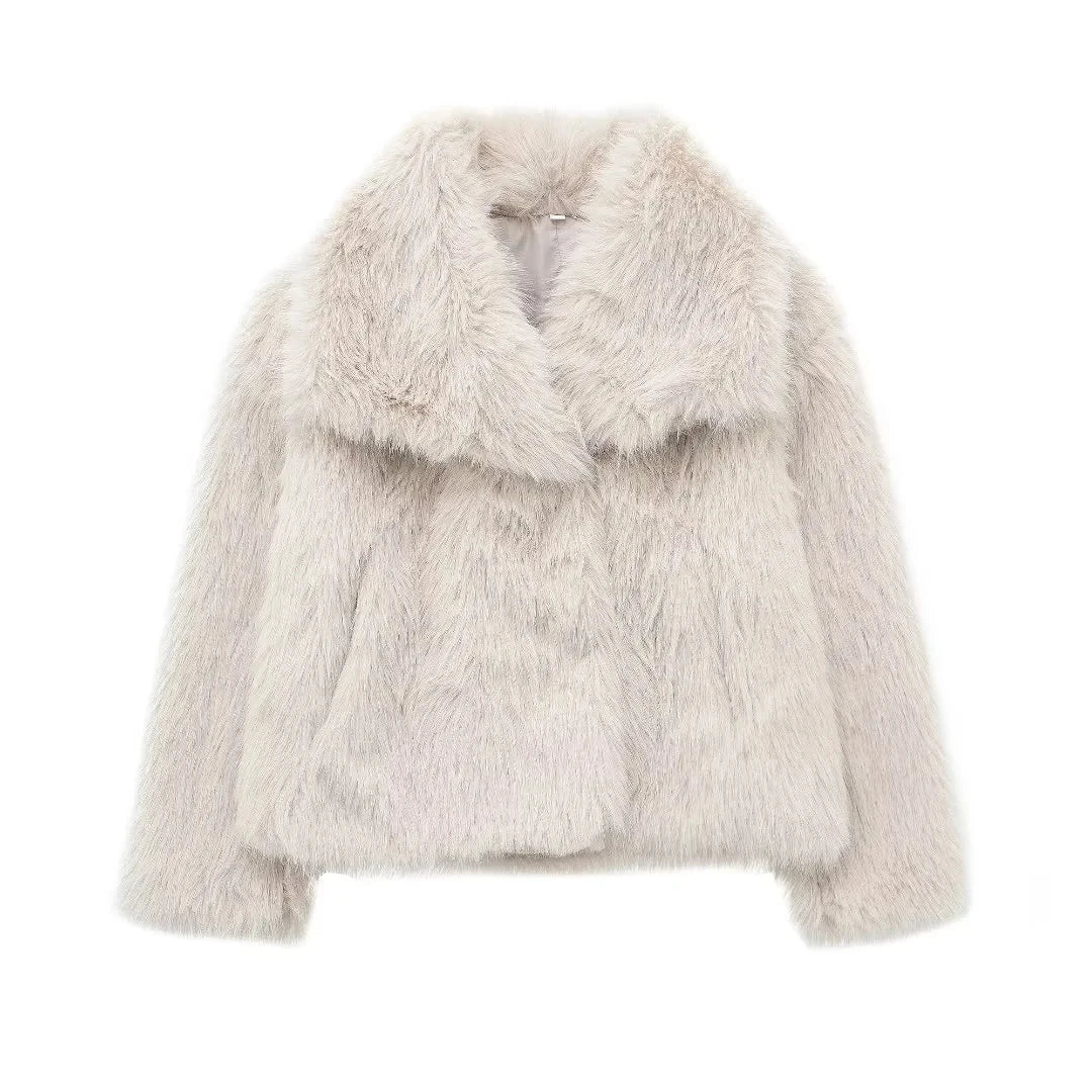 Louise - Trendy faux fur dames winterjas met kraag