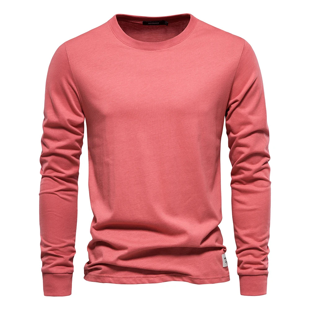 Finny - Casual katoenen lange mouw heren t-shirt met ronde hals