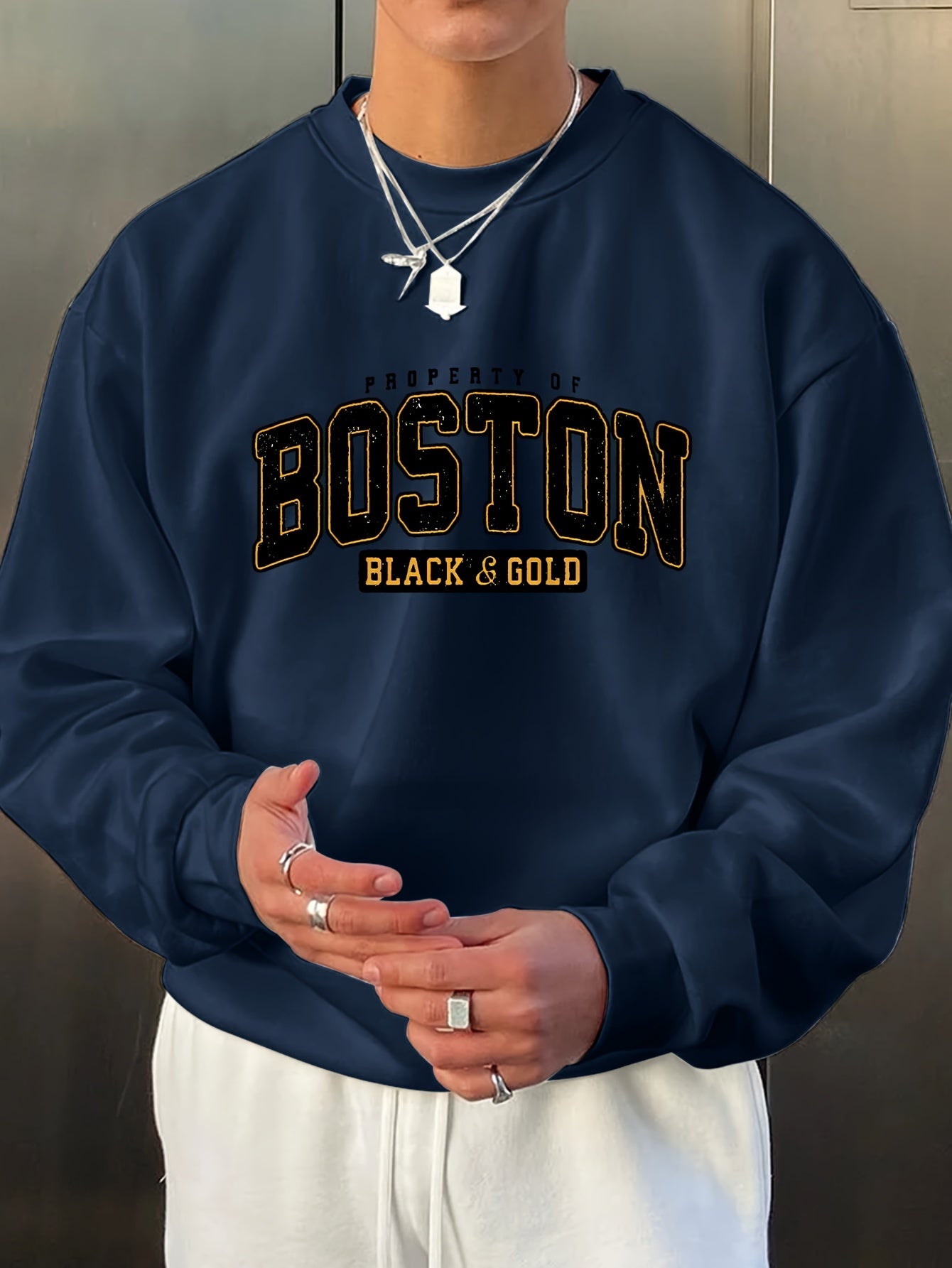 Blake - Trendy Boston heren trui met ronde hals