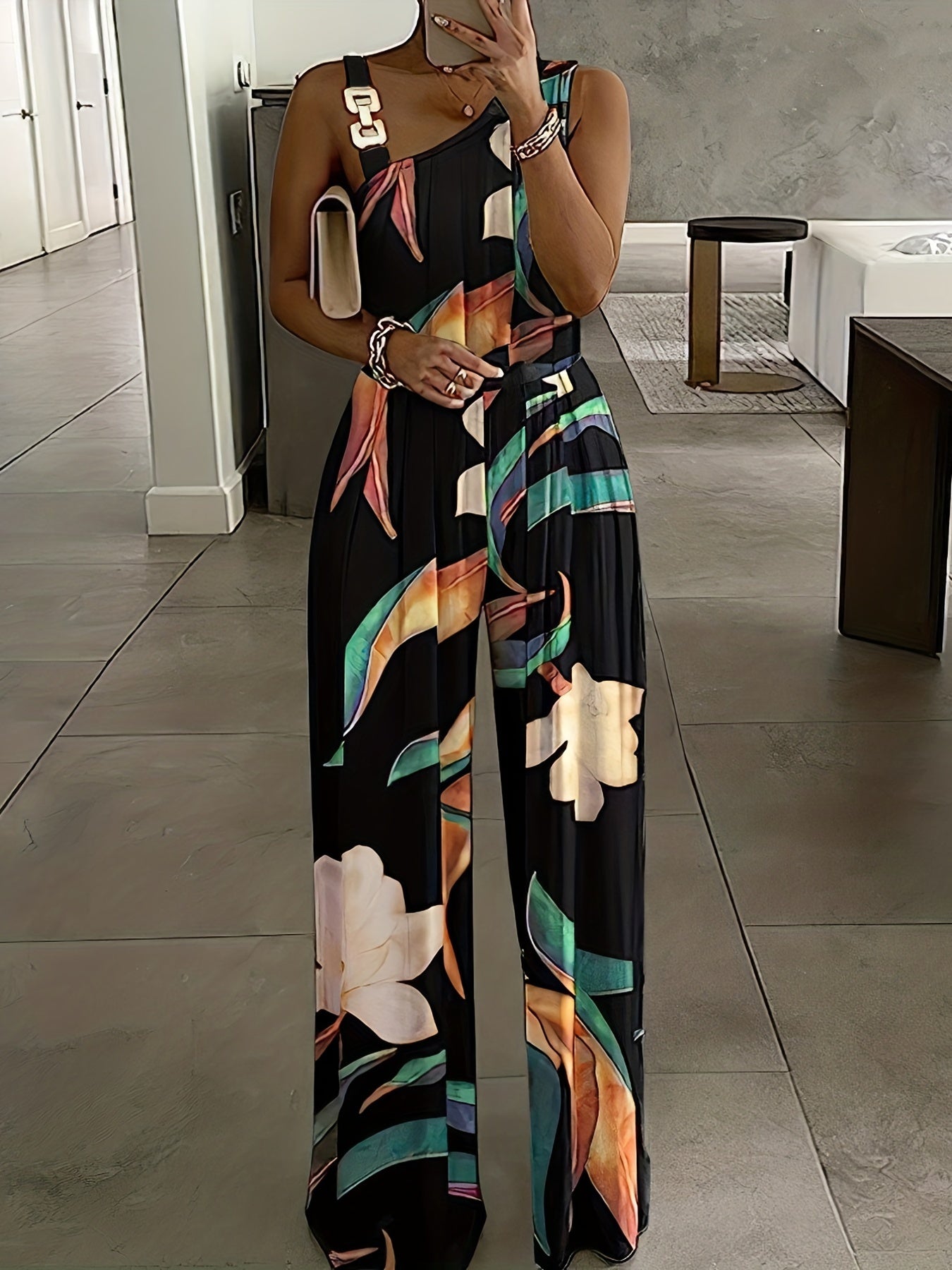 Lysandra - Elegante bloemprint wide leg dames jumpsuit