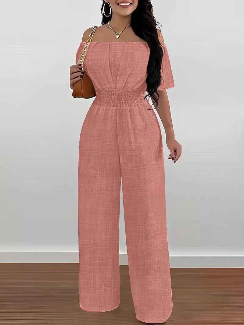 Thessaly - Stijlvolle off-shoulder straight leg dames jumpsuit