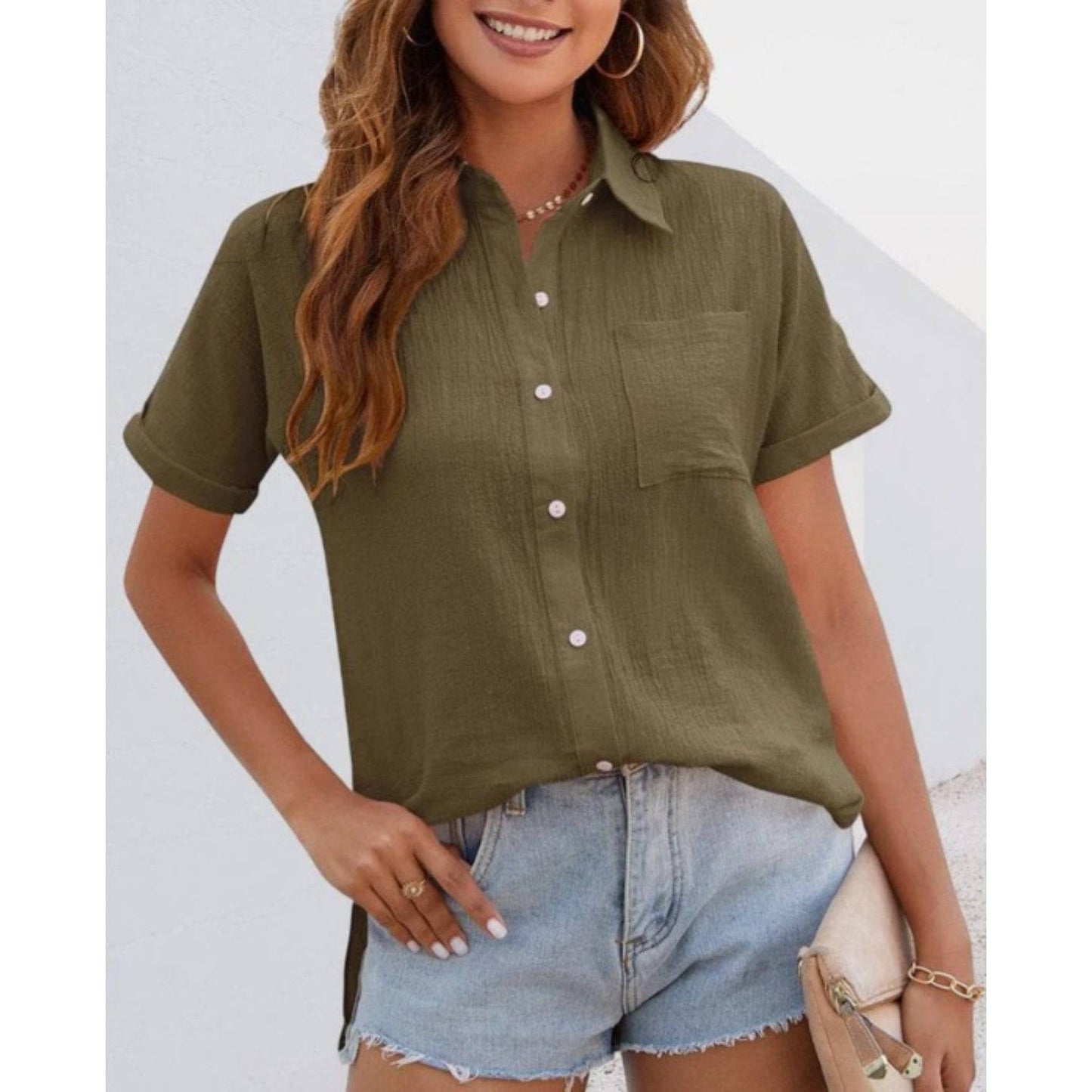 Cindy - Casual Dames blouse met korte mouwen - Felesty