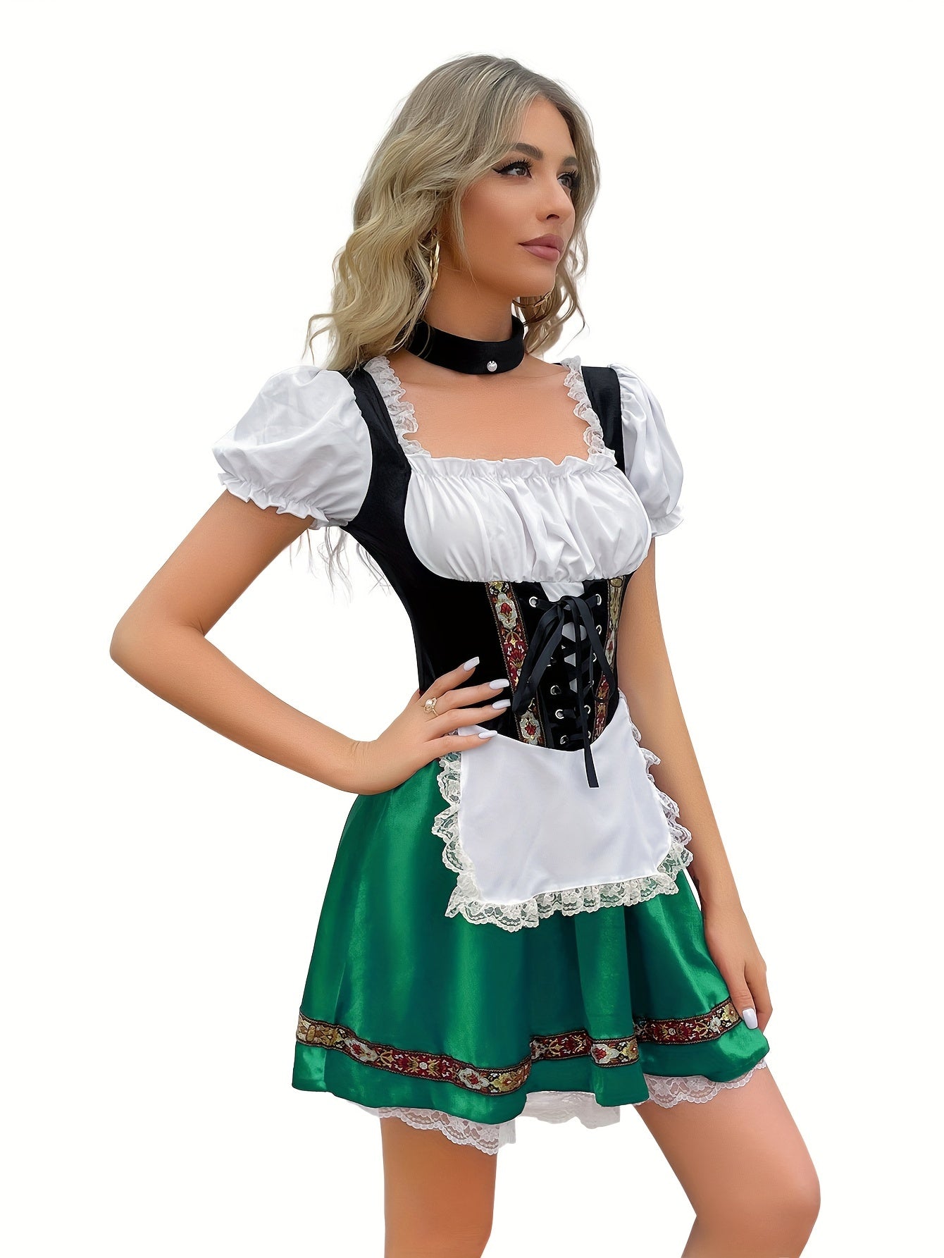 Sascha - Elegante Oktoberfest dirndl dames jurk met vierkante hals