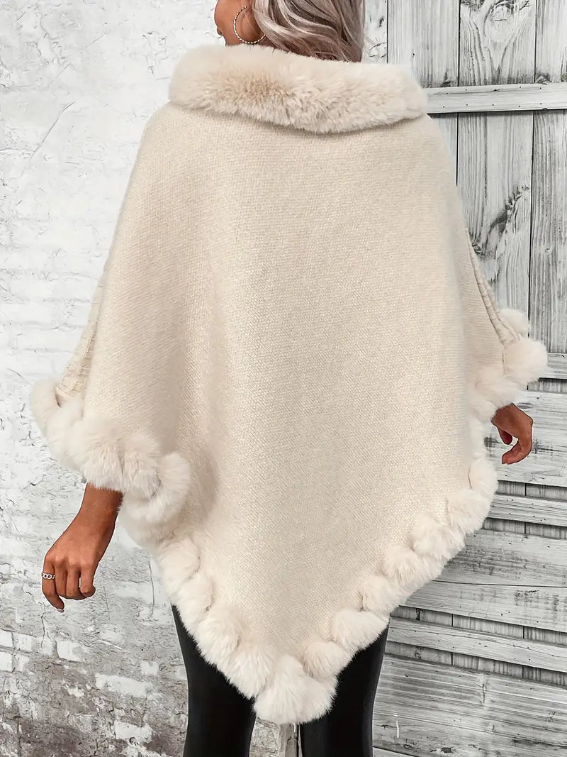 Aya - Elegante gebreide dames poncho trui met lange mouwen