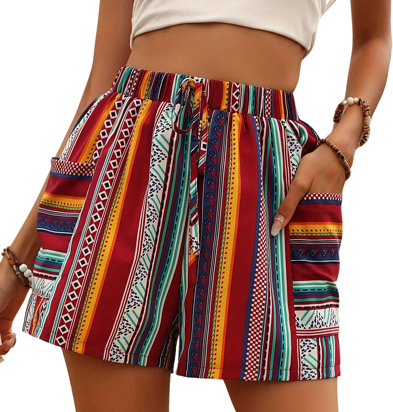 Bree - Modieuze tribal dames short met koord en zakken