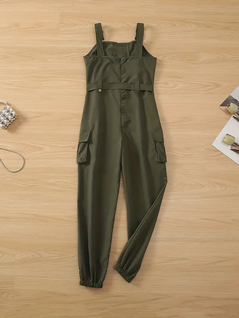 Hailey - Stijlvolle cargo dames overall jumpsuit met ceintuur