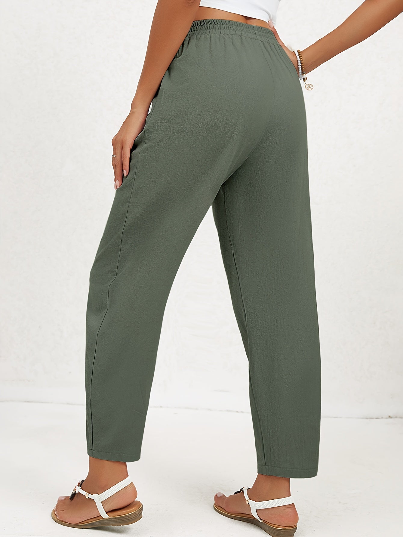 Jasmin - Casual effen straight leg dames broek met hoge taille