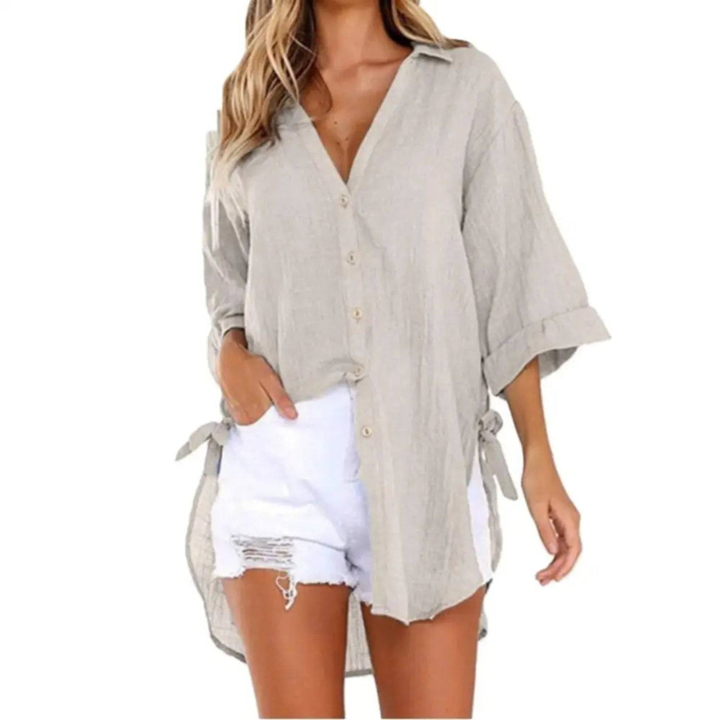 Jacky - Casual linnen Dames Blouse - Felesty