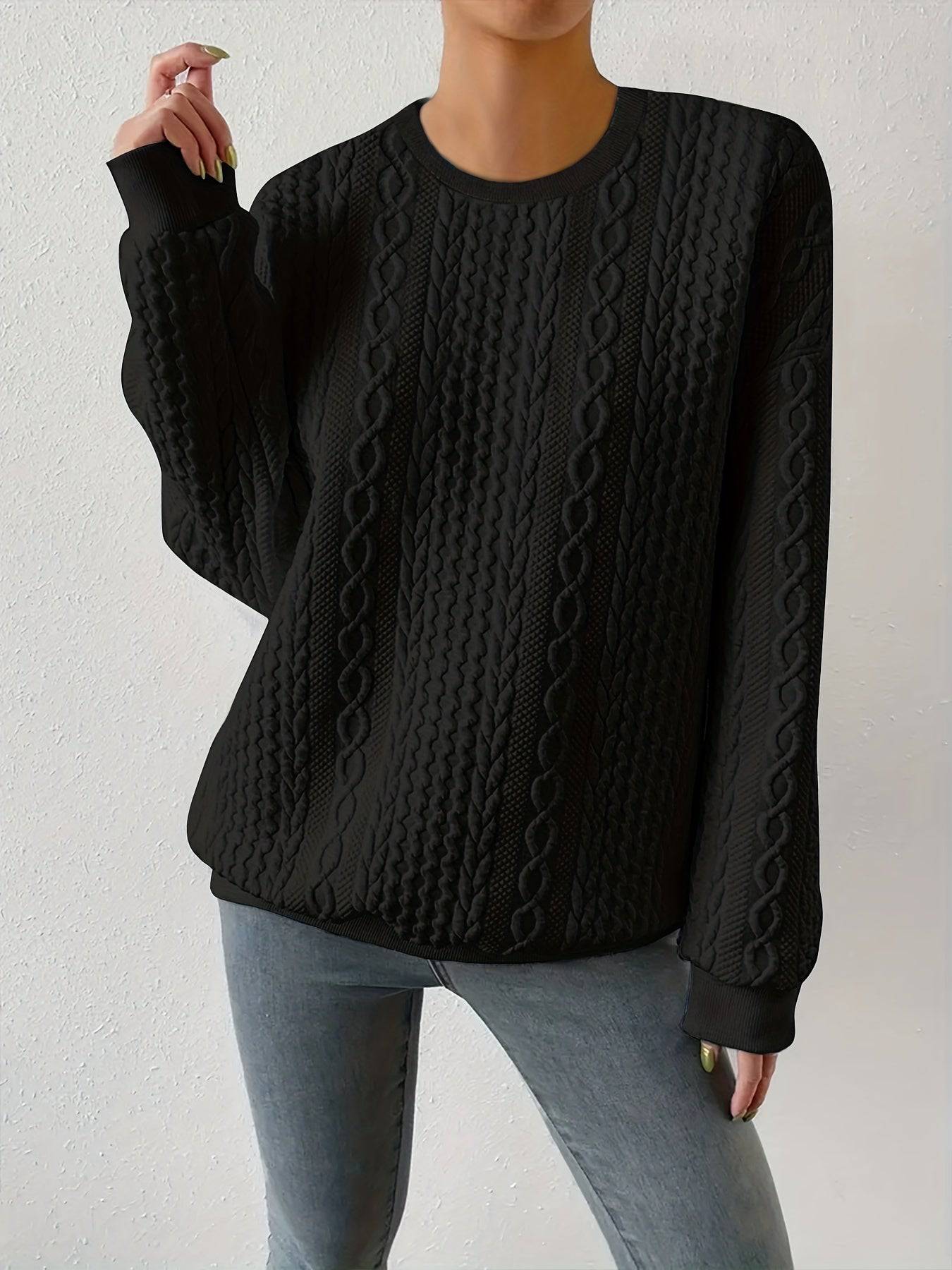 Jessica - Casual kabel dames sweater met ronde hals - Felesty