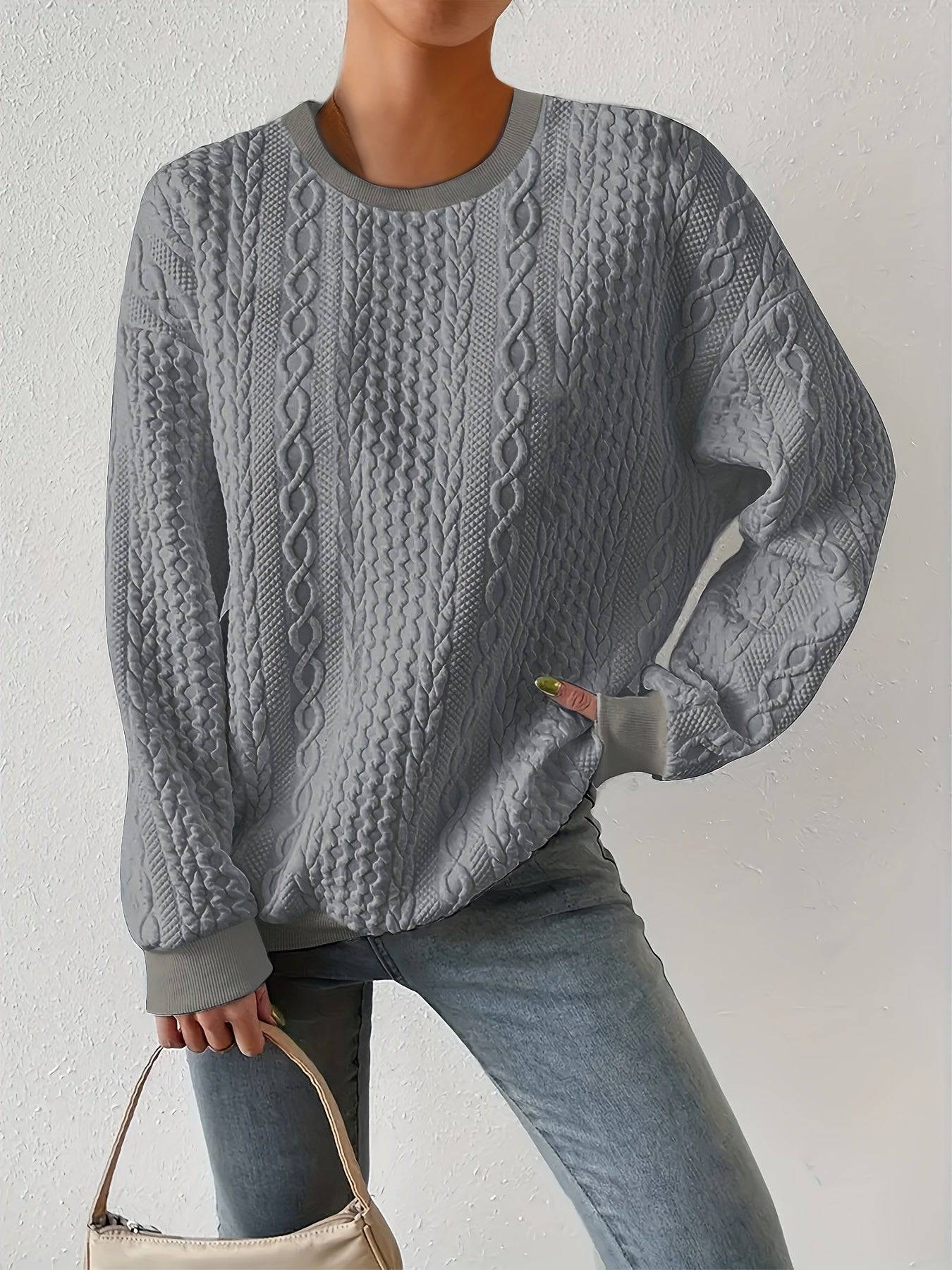 Jessica - Casual kabel dames sweater met ronde hals - Felesty