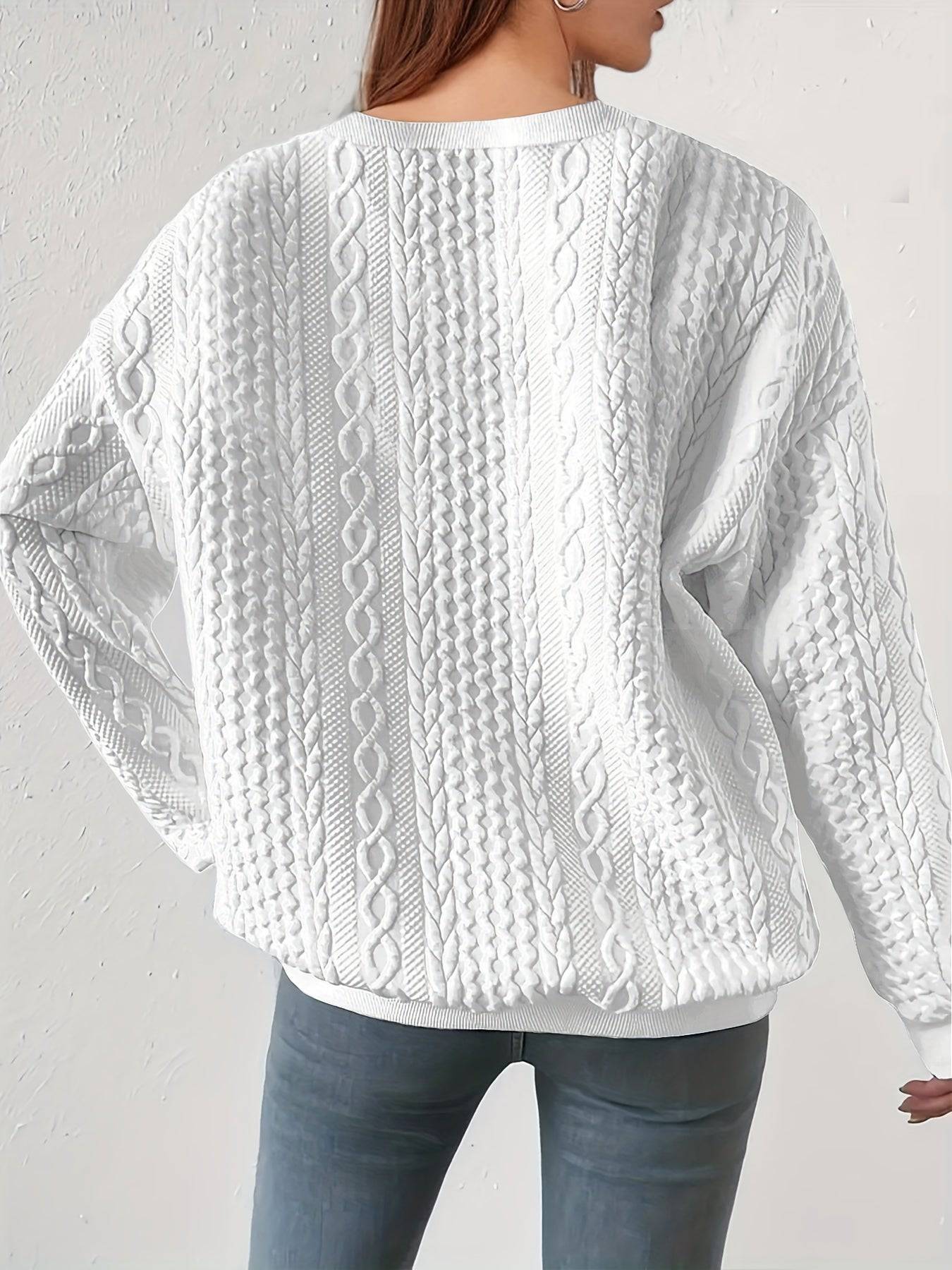 Jessica - Casual kabel dames sweater met ronde hals - Felesty