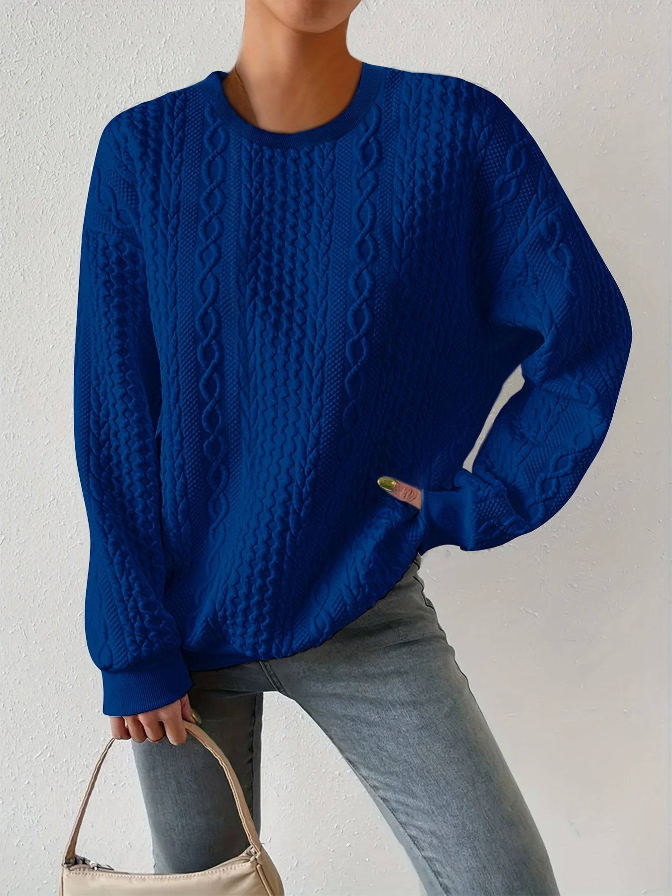 Jessica - Casual kabel dames sweater met ronde hals - Felesty